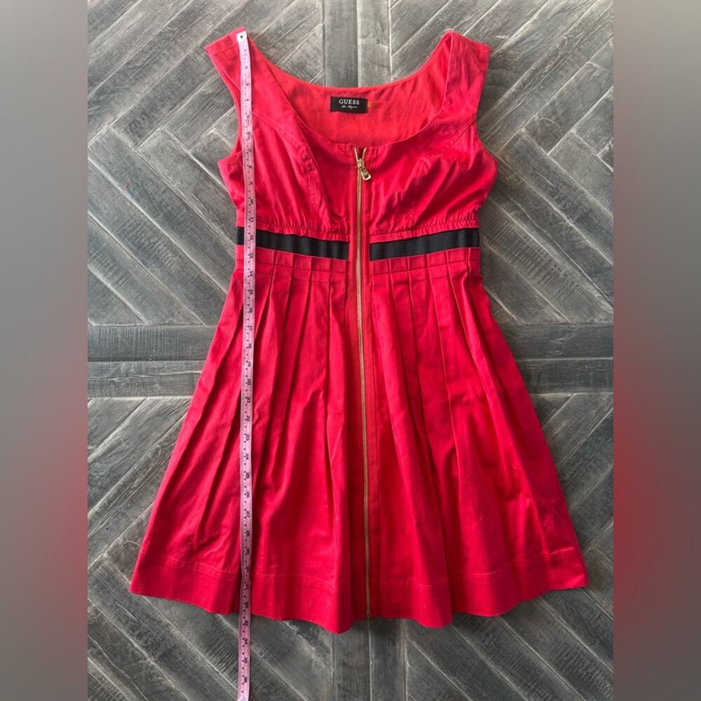 Guess Red Front Zipper Pleated Dress | Approx Size S - Picture 10 of 11